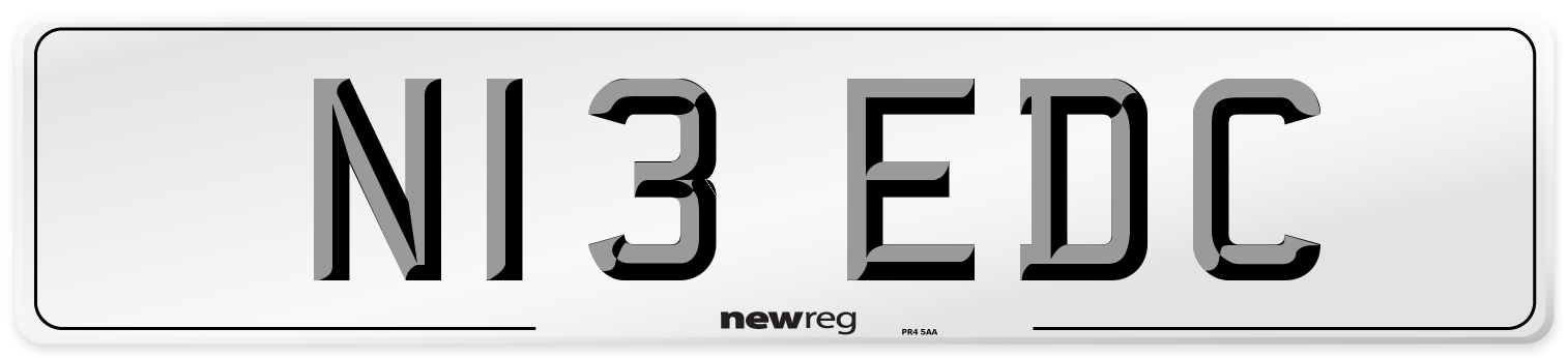 N13 EDC Number Plate from New Reg